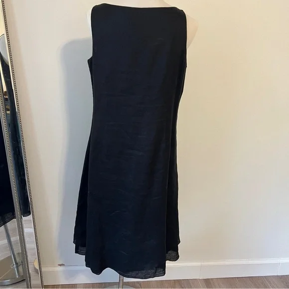 Eileen Fisher Black Irish Linen Sleeveless Dress Women’s medium - Picture 2 of 9